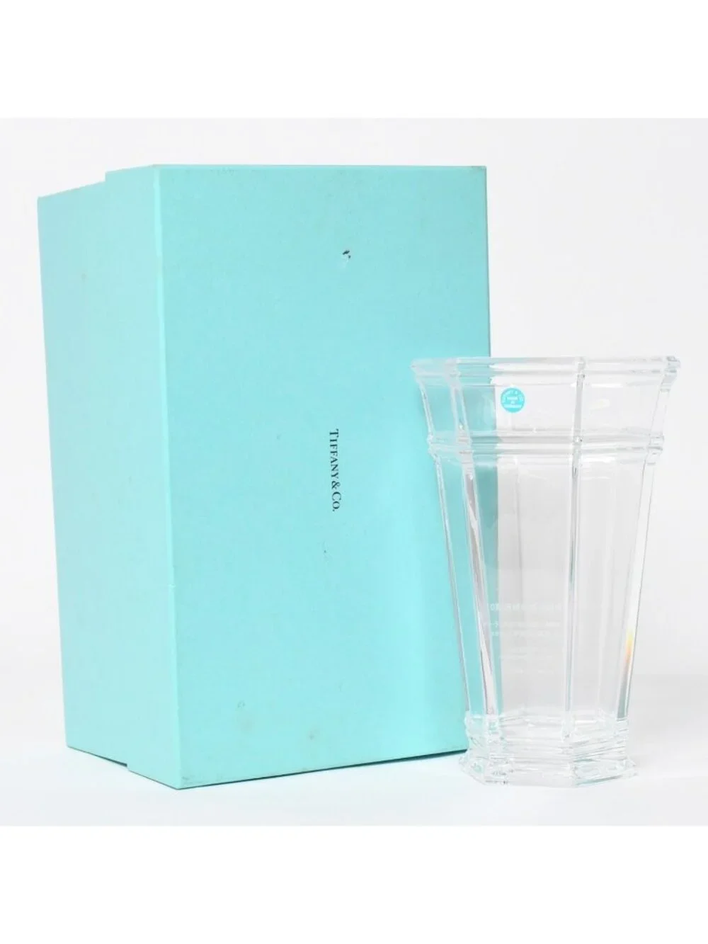 Tiffany & Co Flower Vase Glass Hexagon Clear Compan Name Sneaker